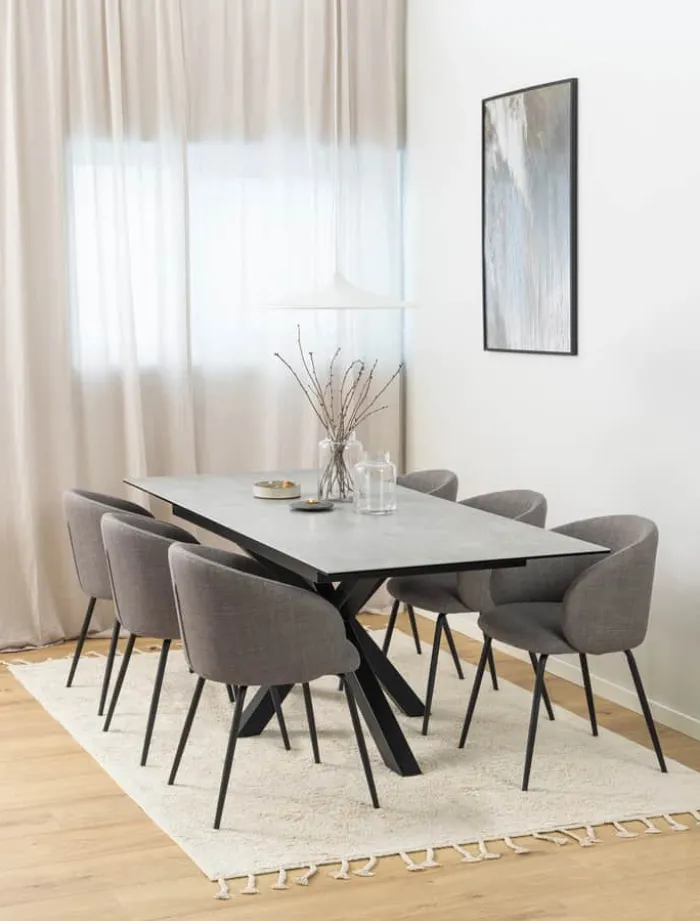 CASA Living Heaven Spisebord H 76 x B 210 x L 90 cm - Keramik/metal - Grå anista/mat sort - Grå anista/mat sort