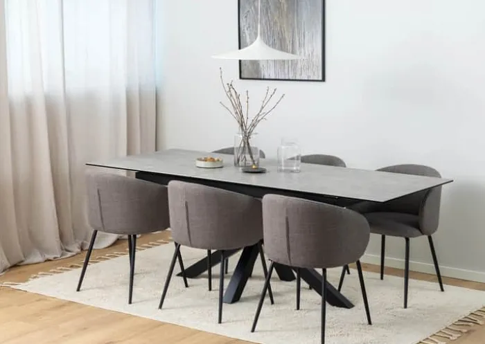 CASA Living Heaven Spisebord H 76 x B 210 x L 90 cm - Keramik/metal - Grå anista/mat sort - Grå anista/mat sort