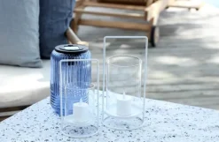 CASA Living Hurricane Lysestage m. hank Ø 12 x H 25 cm - Metal/glas - Hvid