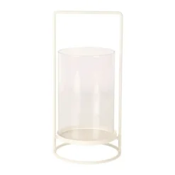 CASA Living Hurricane Lysestage m. hank Ø 12 x H 25 cm - Metal/glas - Hvid