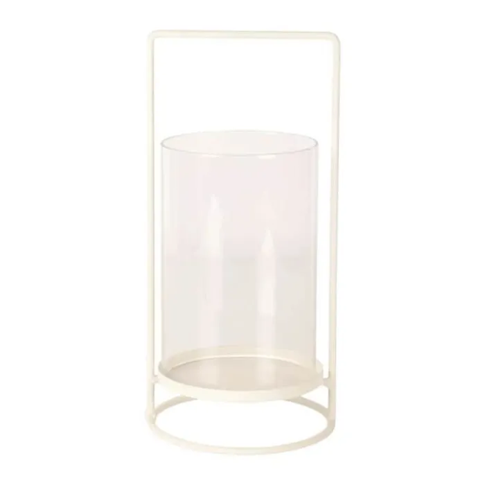 CASA Living Hurricane Lysestage m. hank Ø 12 x H 25 cm - Metal/glas - Hvid