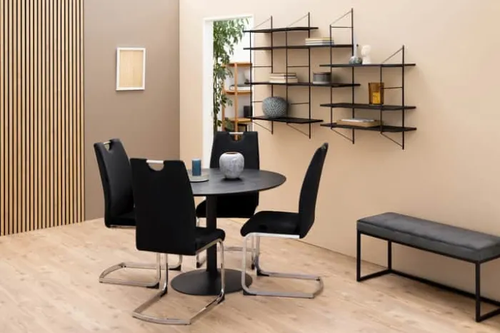CASA Living Ibiza Spisebord Ø 110 x H 74 cm - Træ/metal - Sort