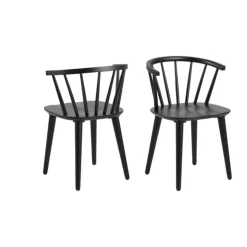 CASA Living Ida Spisebordsstol - 2 stk H 75 x B 51,5 x D 51 cm - Gummitræ - Mat sort