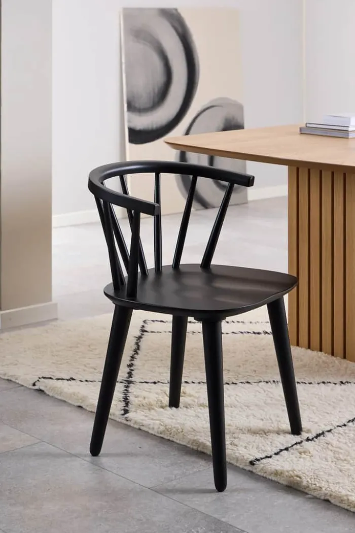 CASA Living Ida Spisebordsstol - 2 stk H 75 x B 51,5 x D 51 cm - Gummitræ - Mat sort