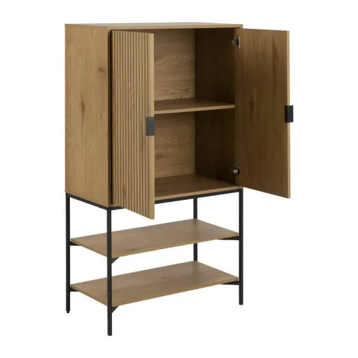 CASA Living Jaipur Skab H 140 x B 80 x D 40 cm - Melamin/metal - Natur/sort