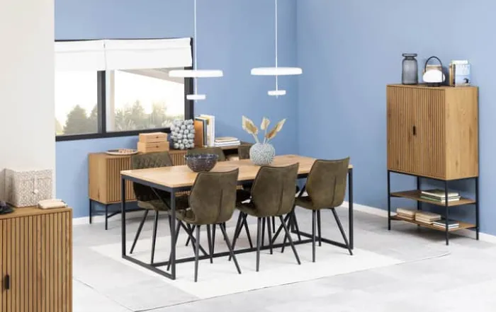 CASA Living Jaipur Skab H 140 x B 80 x D 40 cm - Melamin/metal - Natur/sort