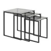 CASA Living Katrine Indskudsbord - 3 dele H 55 x B 50 x L 50 cm - Glas/stål - Røg/sort