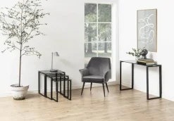 CASA Living Katrine Indskudsbord - 3 dele H 55 x B 50 x L 50 cm - Glas/stål - Røg/sort