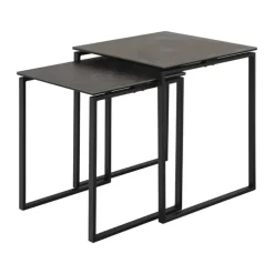 CASA Living Katrine Sofabordssæt - 2 stk H 55 x B 50 x L 50 cm - Keramik/stål - Sort
