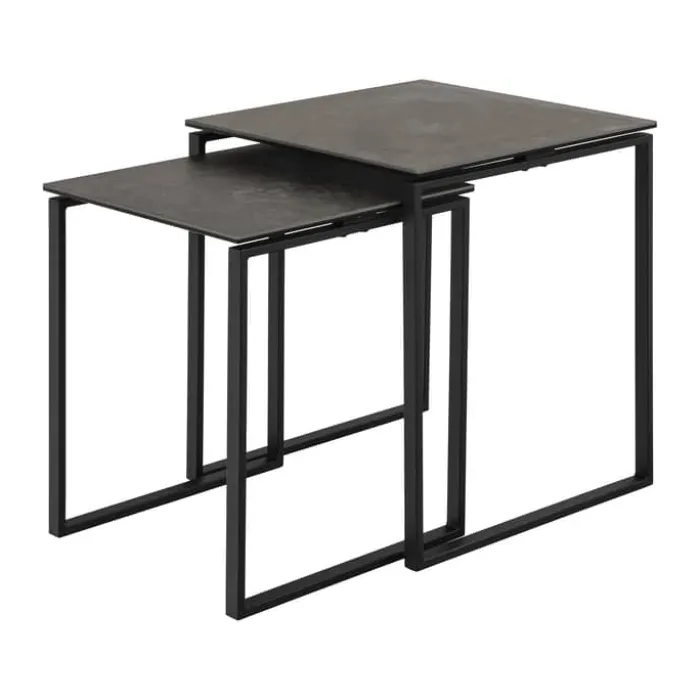 CASA Living Katrine Sofabordssæt - 2 stk H 55 x B 50 x L 50 cm - Keramik/stål - Sort