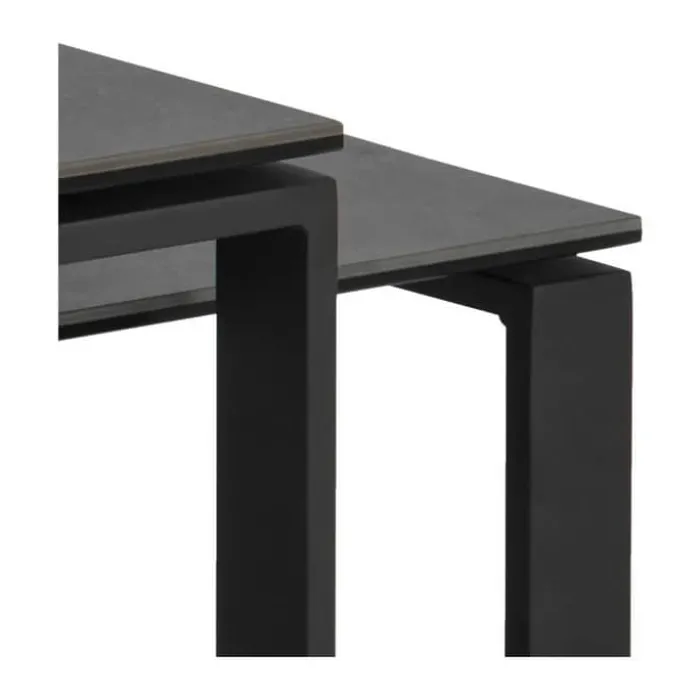CASA Living Katrine Sofabordssæt - 2 stk H 37,5 x B 55 x L 115 cm - Keramik/metal/glas - Sort
