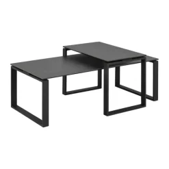CASA Living Katrine Sofabordssæt - 2 stk H 37,5 x B 55 x L 115 cm - Keramik/metal/glas - Sort