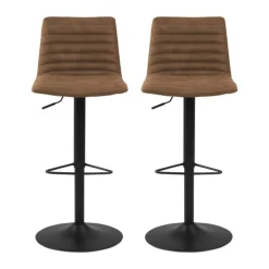CASA Living Kimmy Barstol - 2 stk H 110,5 x B50 x D 46 cm - Stål/stof - Camel