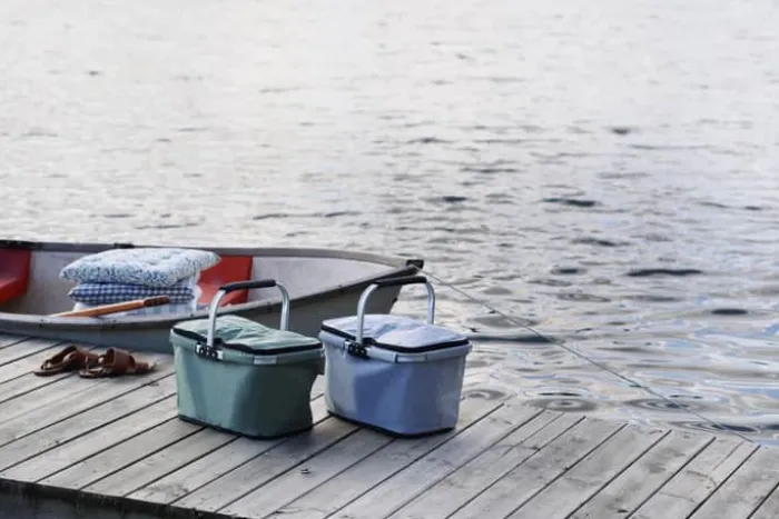 CASA Living Kølekurv H 22 x B 42 x D 30 cm - Polyester - Grøn