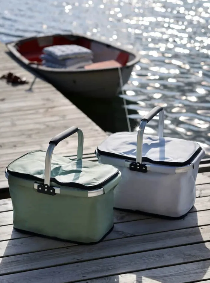 CASA Living Kølekurv H 22 x B 42 x D 30 cm - Polyester - Grøn