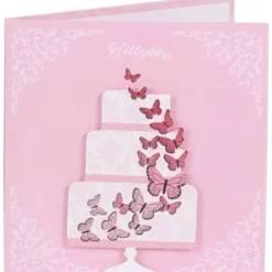 CASA Living Kort Tillykke Bryllup H 7,5 x B 7,5 cm - Papir - Lyserød