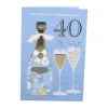 CASA Living Kort - Tillykke 40 år H 17 x B 11,5 cm - Papir - Blå