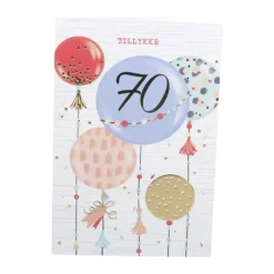 CASA Living Kort - Tillykke 70 år H 17 x B 11,5 cm - Papir - Multifarvet