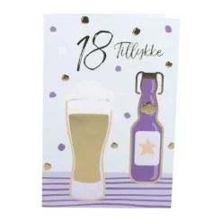 CASA Living Kort - Tillykke 18 år H 17 x B 11,5 cm - Papir - Lilla