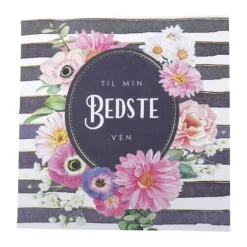 CASA Living Kort - Til Min Bedste Ven H 7,5 x B 7,5 cm - Papir - Sort