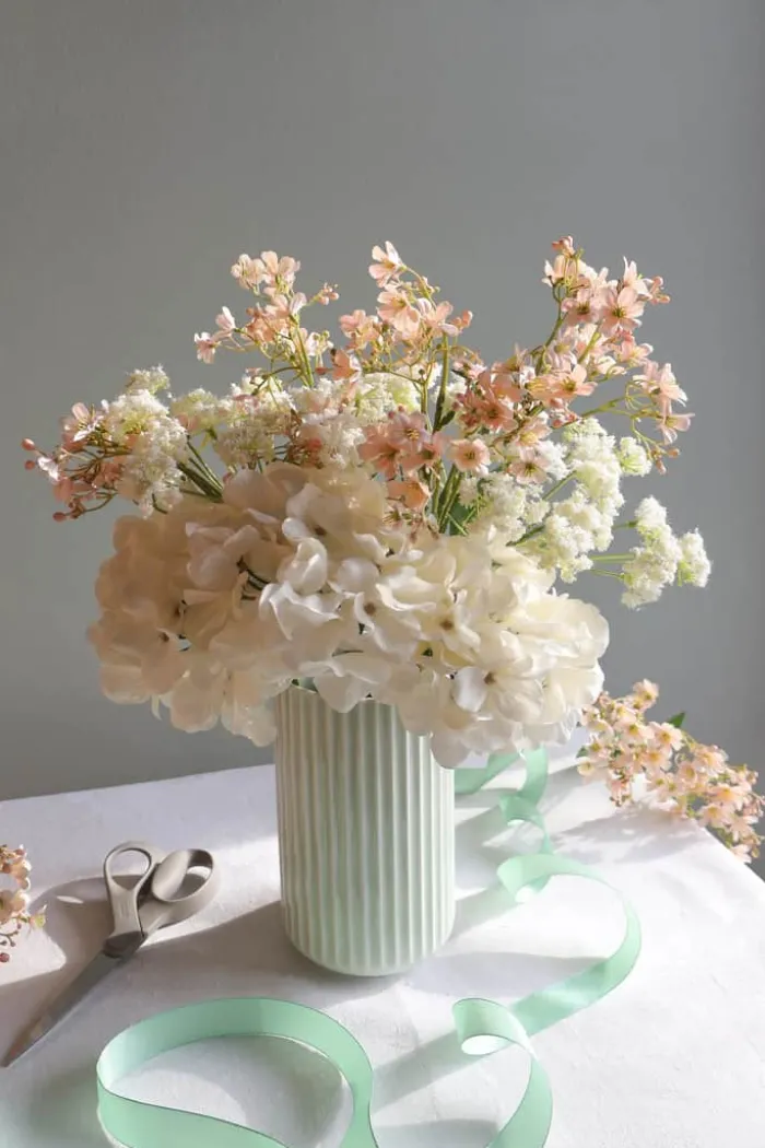 CASA Living Kunstig Blomst - Hortensia H 66 cm - Polyester - Hvid