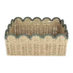 CASA Living Kurv B 28 x L 38 cm - Papirgarn/jern - Natur/grå