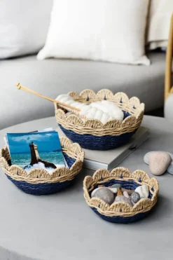 CASA Living Kurv Ø 25,5 x H 11 cm - Papir - Blå