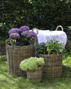 CASA Living Kurv Ø 20 x H 20 cm - Rattan - Grå