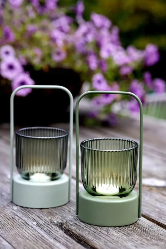 CASA Living Lanterne H 20 cm - Glas/metal - Grøn