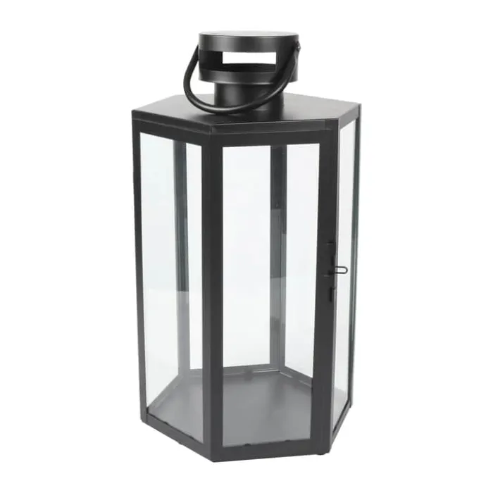 CASA Living Lanterne H 43 cm - Metal/glas - Sort