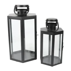 CASA Living Lanterne H 43 cm - Metal/glas - Sort