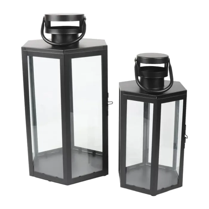 CASA Living Lanterne H 43 cm - Metal/glas - Sort