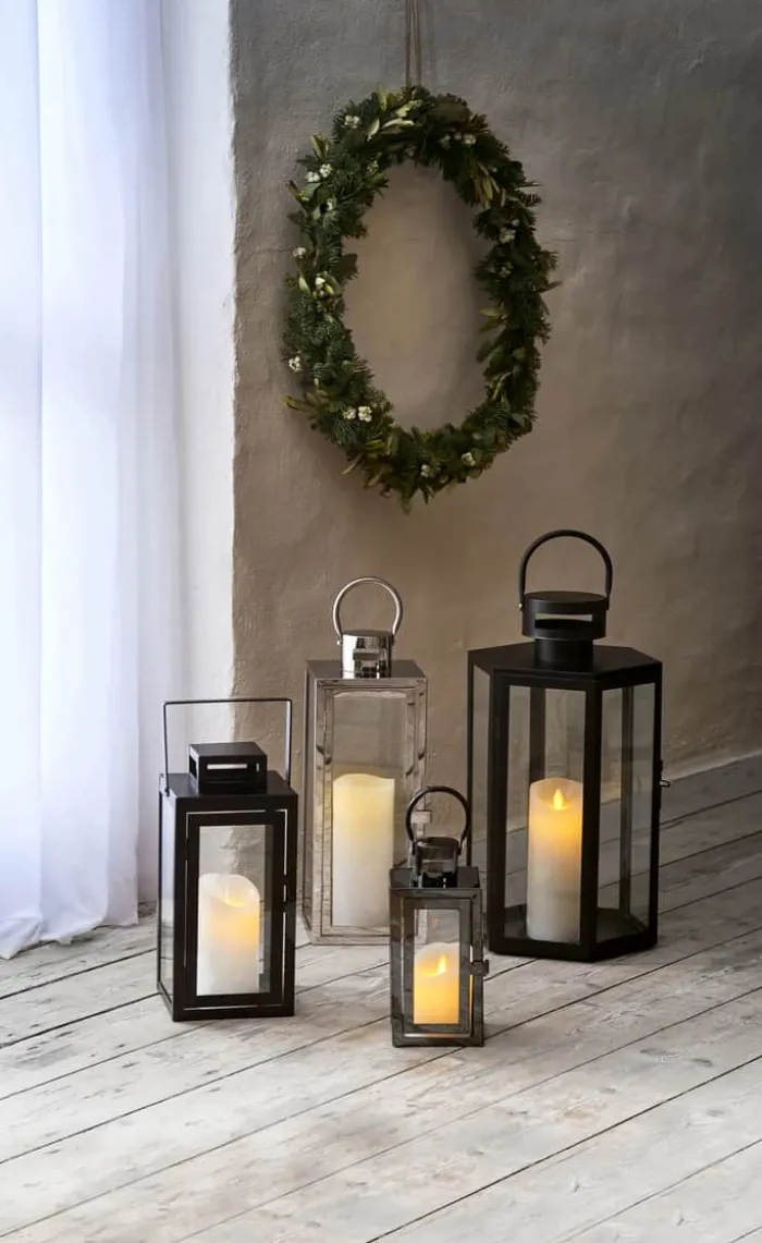 CASA Living Lanterne H 43 cm - Metal/glas - Sort