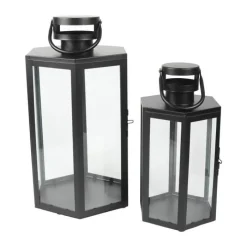 CASA Living Lanterne H 34 cm - Metal/glas - Sort