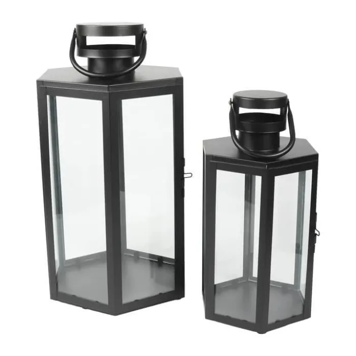 CASA Living Lanterne H 34 cm - Metal/glas - Sort