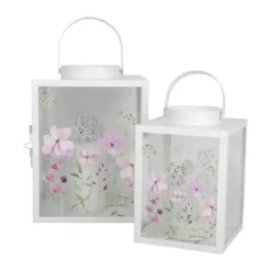 CASA Living Lanterne H 25 x B 18 x L 18 cm - Jern/glas - Hvid
