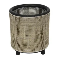 CASA Living Lanterne H 18 x Ø 17 cm - Rattan/træ - Lys natur/sort