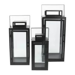 CASA Living Lanternesæt - 3 stk. 3 str. - Glas/metal - Sort