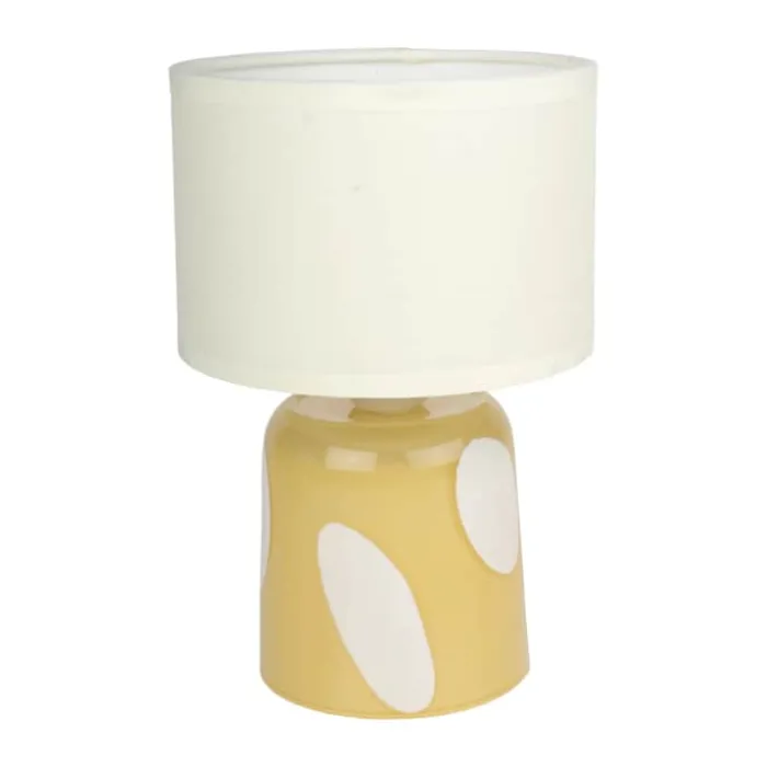 CASA Living LED Bordlampe Ø 13,5 x H 20 cm - Glas/stof - Gul
