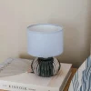 CASA Living LED Bordlampe Ø 13,5 x H 19,2 cm - Glas/stof - Blå