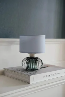 CASA Living LED Bordlampe Ø 13,5 x H 19,2 cm - Glas/stof - Blå