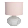 CASA Living LED Bordlampe Ø 13,5 x H 19,2 cm - Glas/stof - Rosa