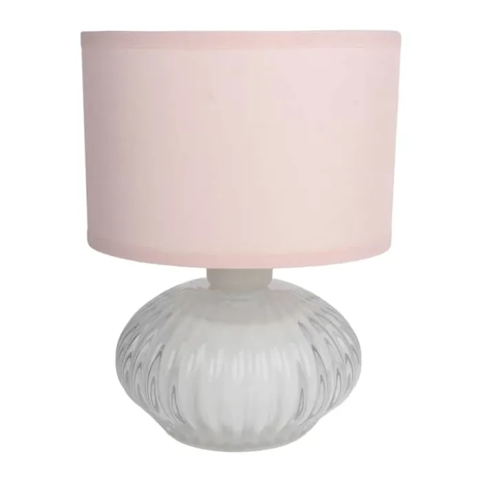 CASA Living LED Bordlampe Ø 13,5 x H 19,2 cm - Glas/stof - Rosa