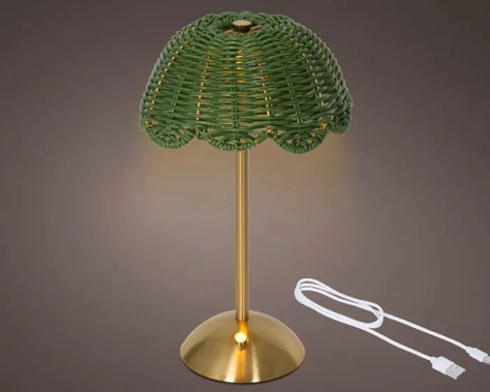 CASA Living LED Bordlampe Ø 17,5 x H 30 cm - Metal/plast - Grøn/guldfarvet