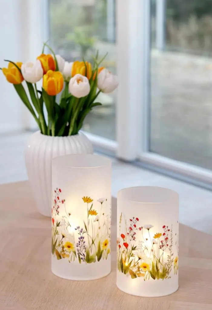 CASA Living LED Lampe Ø 12 x H 18 cm - Glas/plastik - Hvid