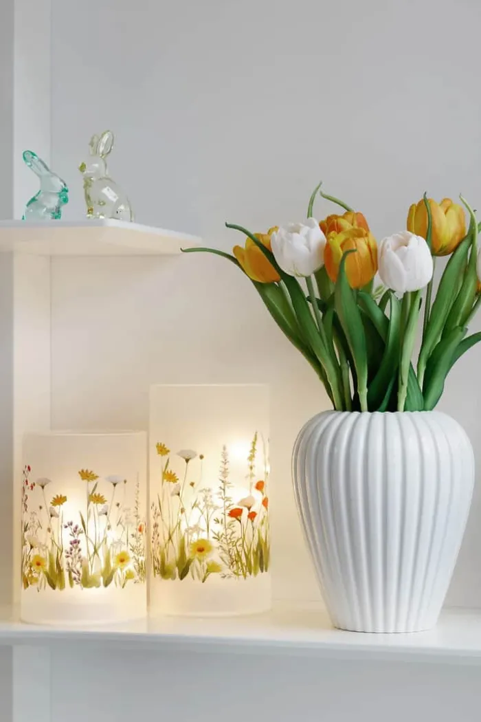 CASA Living LED Lampe Ø 12 x H 23 cm - Glas/plastik - Hvid