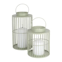 CASA Living LED Lanterne Ø 15 x H 26 cm - Metal/plast - Grøn