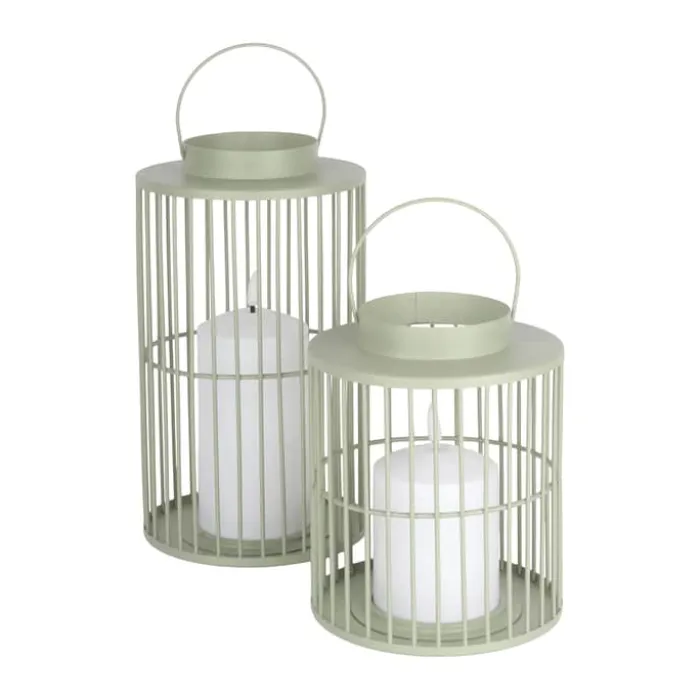 CASA Living LED Lanterne Ø 15 x H 26 cm - Metal/plast - Grøn
