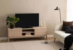 CASA Living Linley TV bord H 50 x B 160 x L 40 cm - Egefiner - Hvidpigmenteret