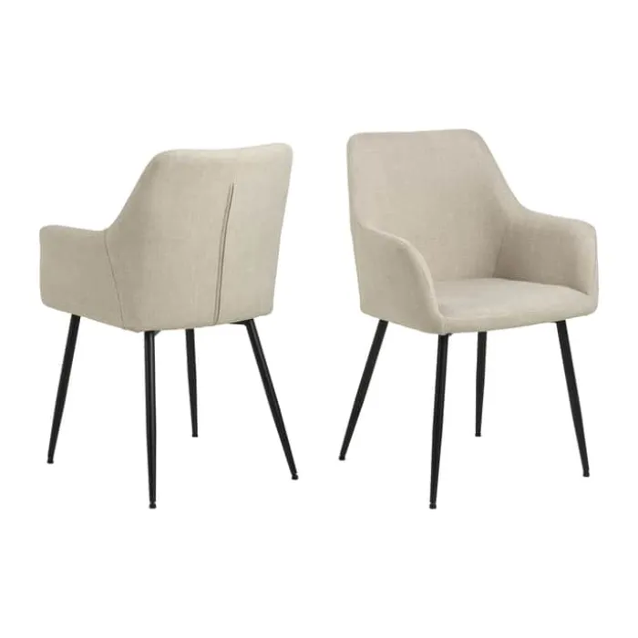 CASA Living Lizzy Spisebordsstol - 2 stk H 85 x B 59 x D 59 cm - Stof/stål - Beige